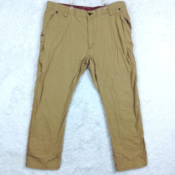 Wrangler Mens Pants Flex‎ Waist Outdoor Straight Leg Camel Brown Workwear 40x30 - Picture 1 of 10